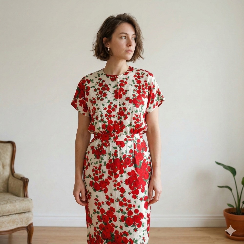 Vintage Givenchy Nouvelle Boutique Top Skirt Set Womens 38 US Small‎ Silk Floral